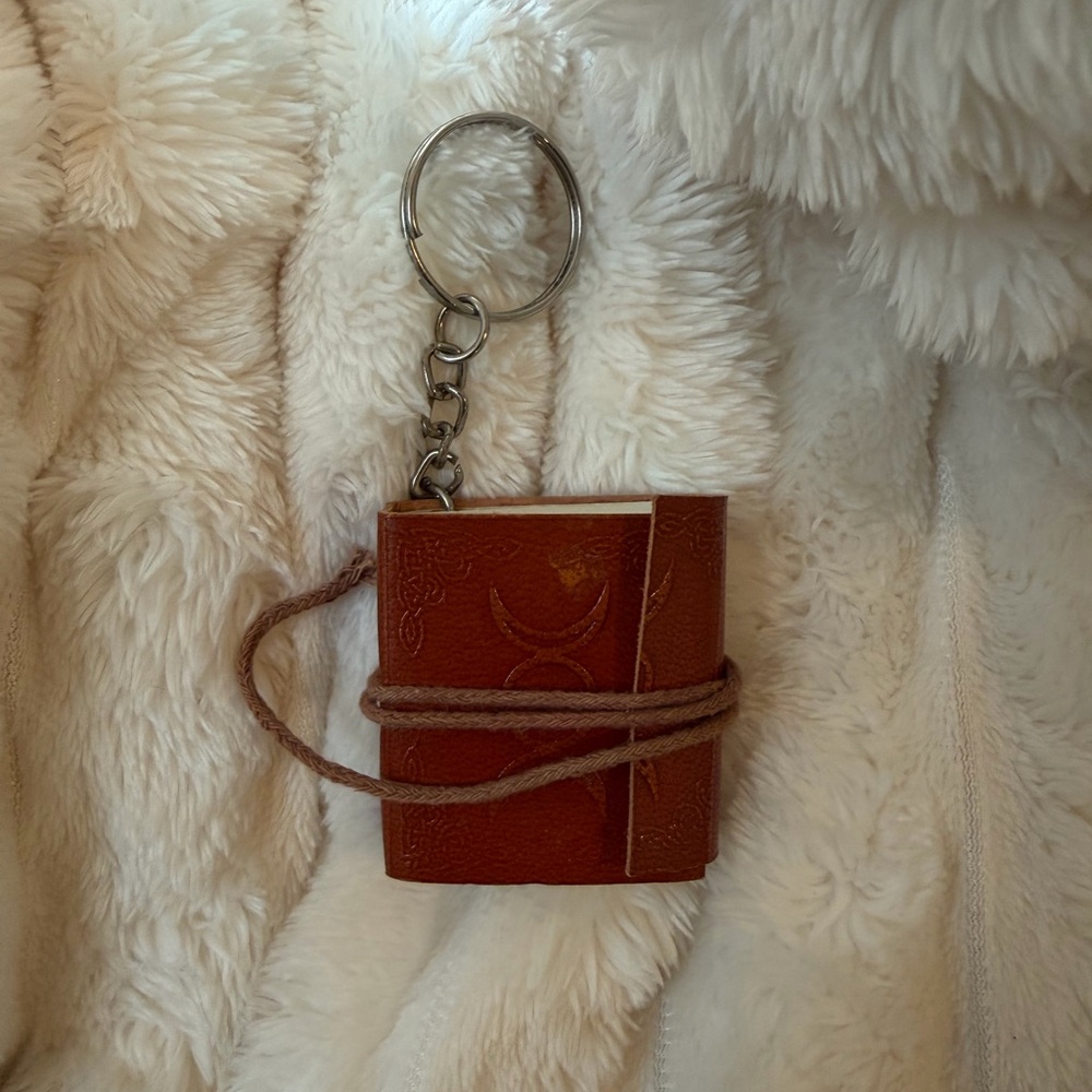 Mini Leather Journal Keychain in Brown